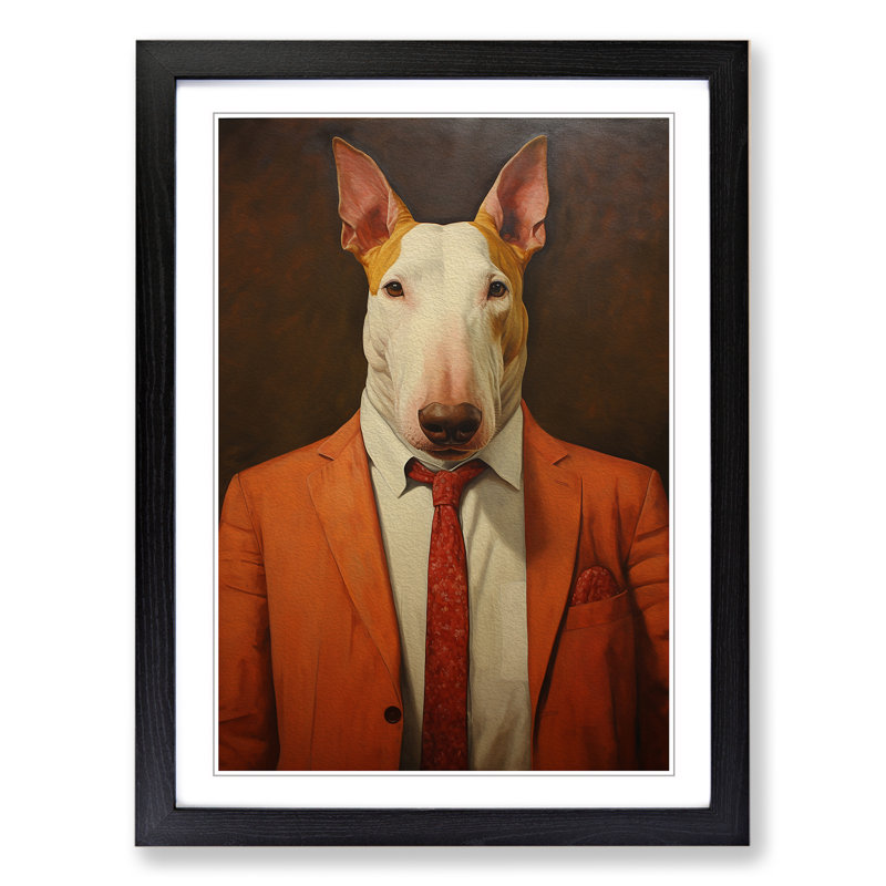 XYZ-FRM-V1223-647 English Bull Terrier Contemporary - Single Picture Frame Print on Wood, 46cm H x 34cm W x 2cm D, Black