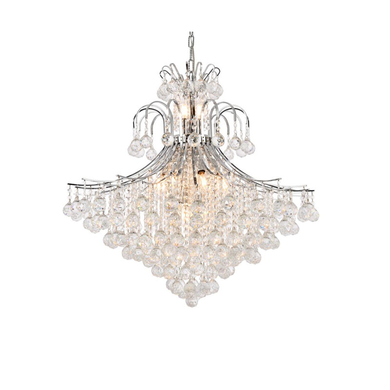 Stoller 10-Light Crystal 2-Tier Empire Chandelier, 31", Chrome