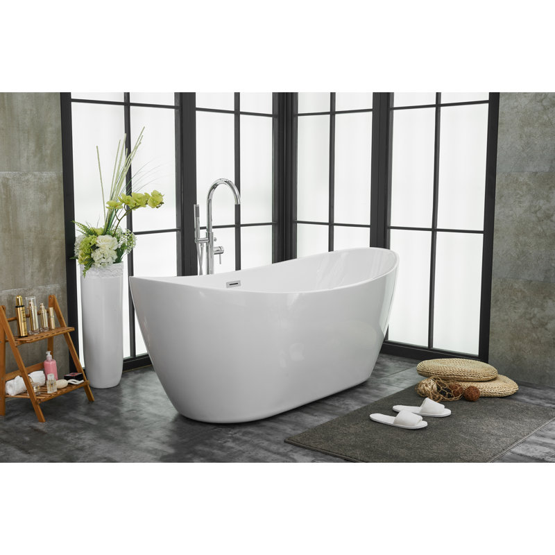 Glossy White 72" Acrylic Modern Freestanding Bathtub