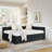Full Size Upholstered Tufted Bed Frame With Two Drawers, Sofa Bed Frame With Comfortable Backrest And Armrests, Velvet, Black(79.5''X58''x25'')-2060769476