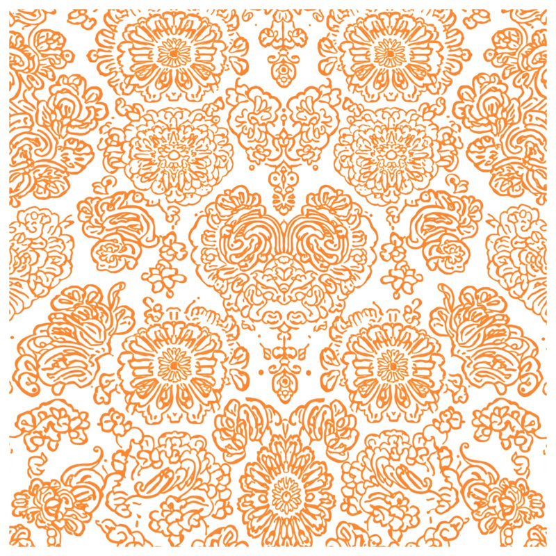 Housses de couette damassées à motif floral orange, Twin
