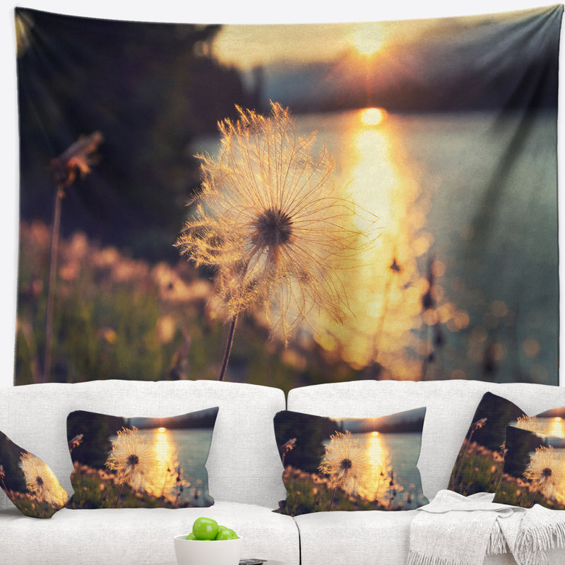 Tapisserie floral en coton arctique à coucher de soleil, H 32 po x l 39 po