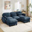 Ensemble de canapé 3 places en forme de U avec 2 repose-pieds amovibles, canapé modulaire en chenille douce, mobilier d'assise large et profond-1500329185