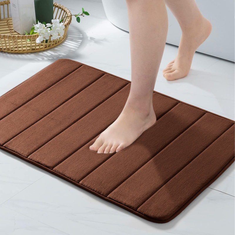 Mylhana Memory Foam Bath Mat - Non Slip Super Absorbent & Quick Dry Anti-Bacterial, Brown, 40cm W x 60cm L
