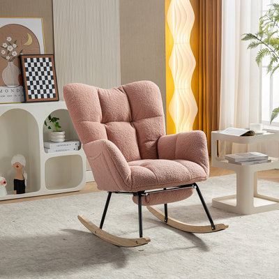 Chaise berçante en tissu avec repose-pieds Teddy