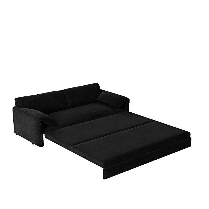 Canapé-lit convertible avec rangement latéral, Noir