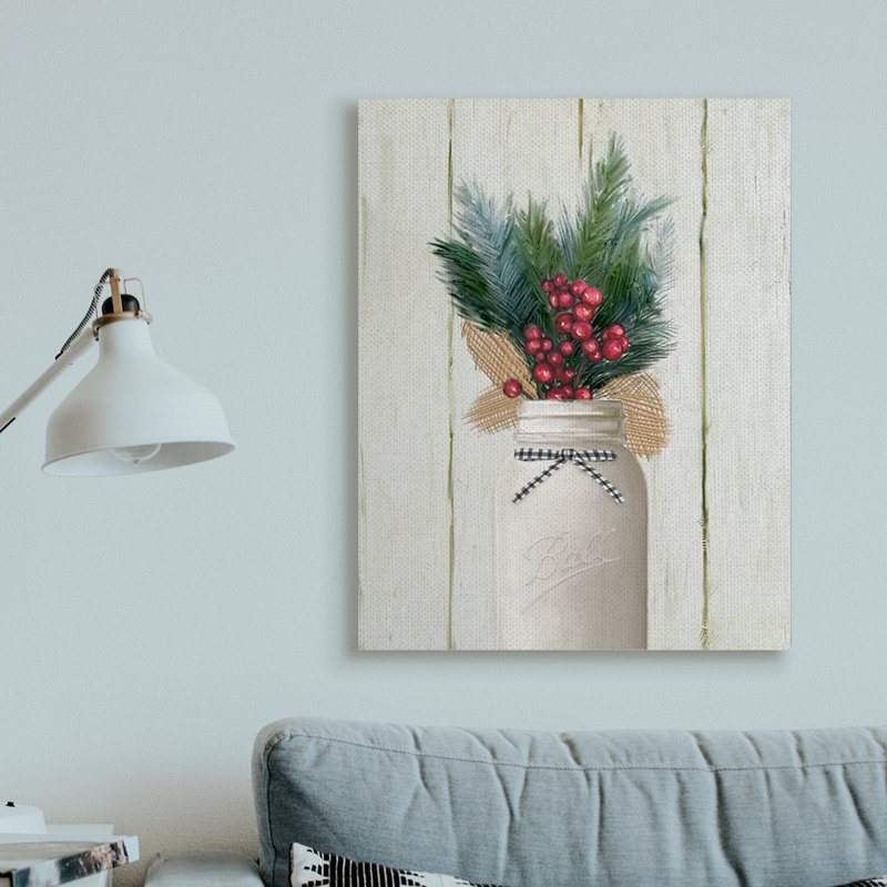 « Country Holiday jar Pine Needles » par Ziwei Li-impression d’art graphique, H 40 po x l 30 po x P 1,5 po, Toile tendue