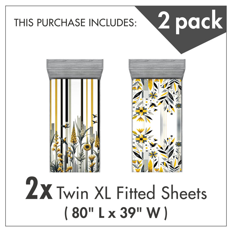 Microfiber Botanical Fitted Sheet, Twin Extra Long Fitted Sheet