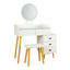 4 Drawer LED Mirror White Dressing Table & Stool Set