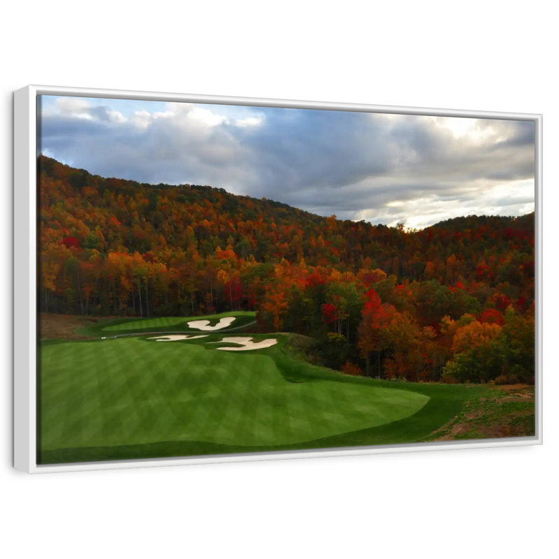 Parcours de golf d'automne, Cadre flottant blanc, 13 po x 9 po