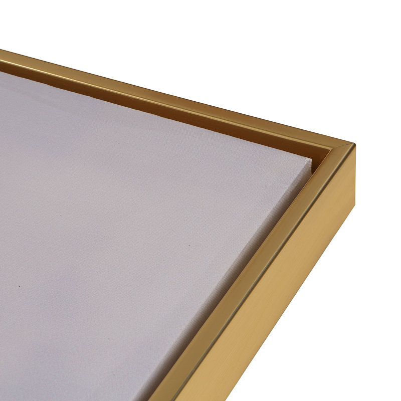 Art mural moderne encadré 36 x 47 pouces avec cintre en dents de scie bleu moderne, H 36 po x l 47 po x P 1,4 po, Cadre doré