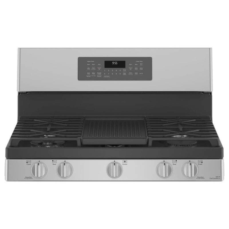 GE Profile™ 30" Sealed Burners Double Oven, Silver