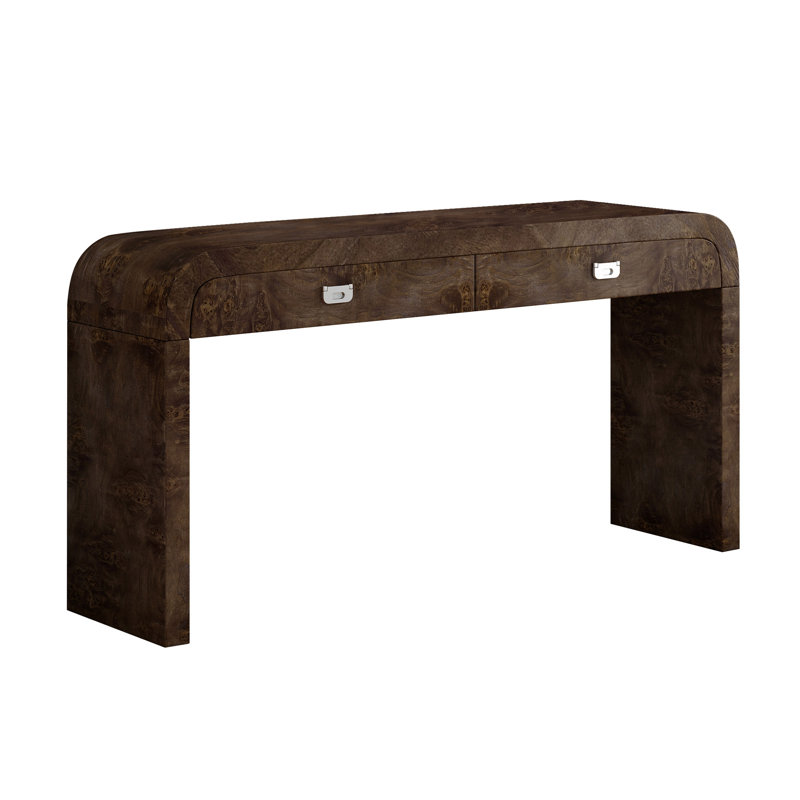 Console en bois avec tiroirs Faelina, H 31,7 po x l 60 po x P 15,7 po, Brun foncé