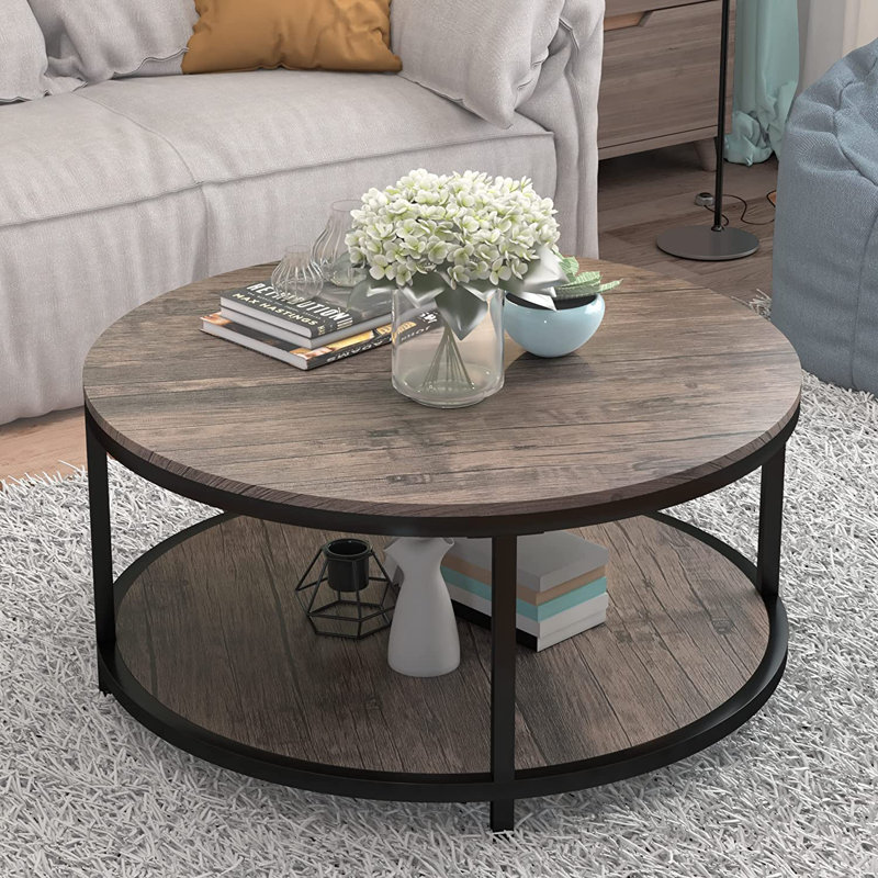 Kensei Coffee Table, 18" H x 36" W x 36" L, Gray Brown
