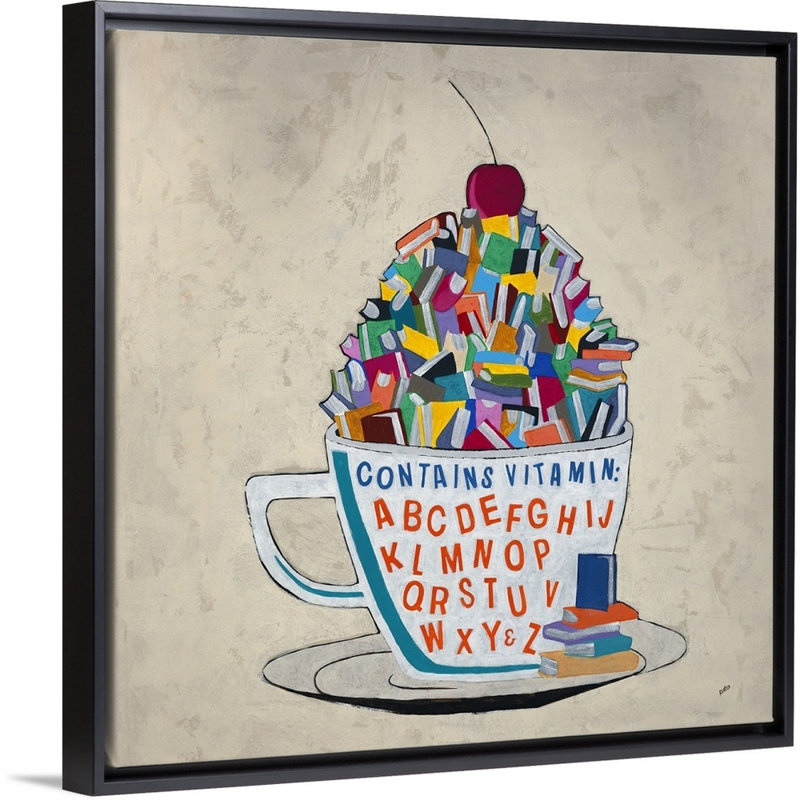 « vitamines a à z », peinture sur toile, H 17,7 po x l 17,7 po x p 1,75 po, Cadre flottant noir