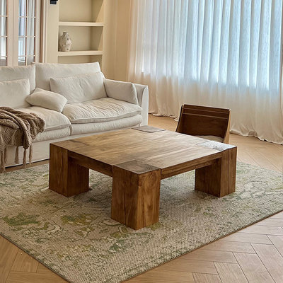 Table basse rectangulaire en bois massif rétro brun