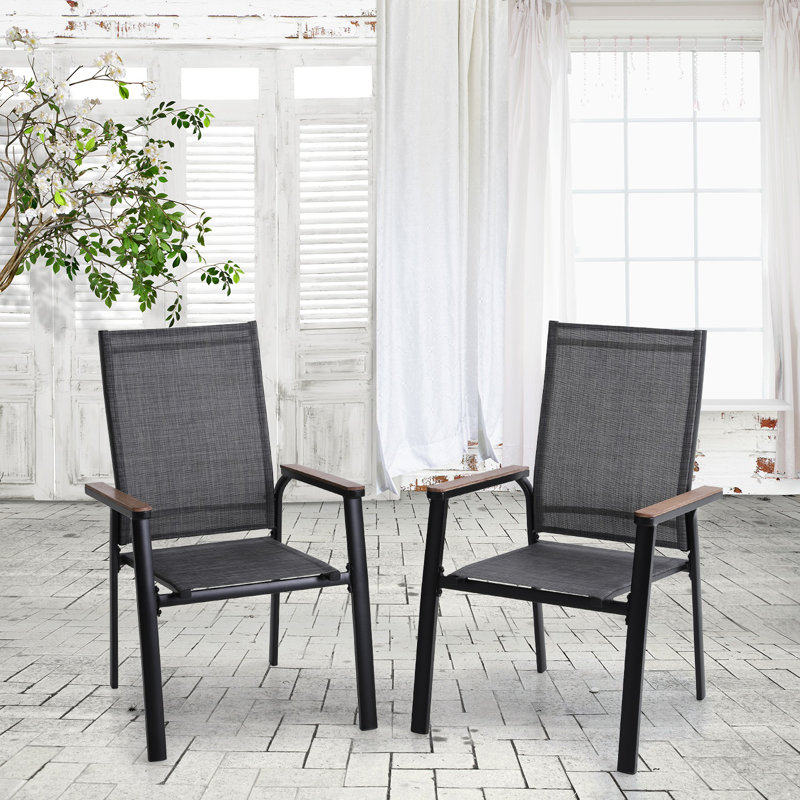 Jackie 6 - Person Patio Dining Set with Rectangular Table, Dark Grey