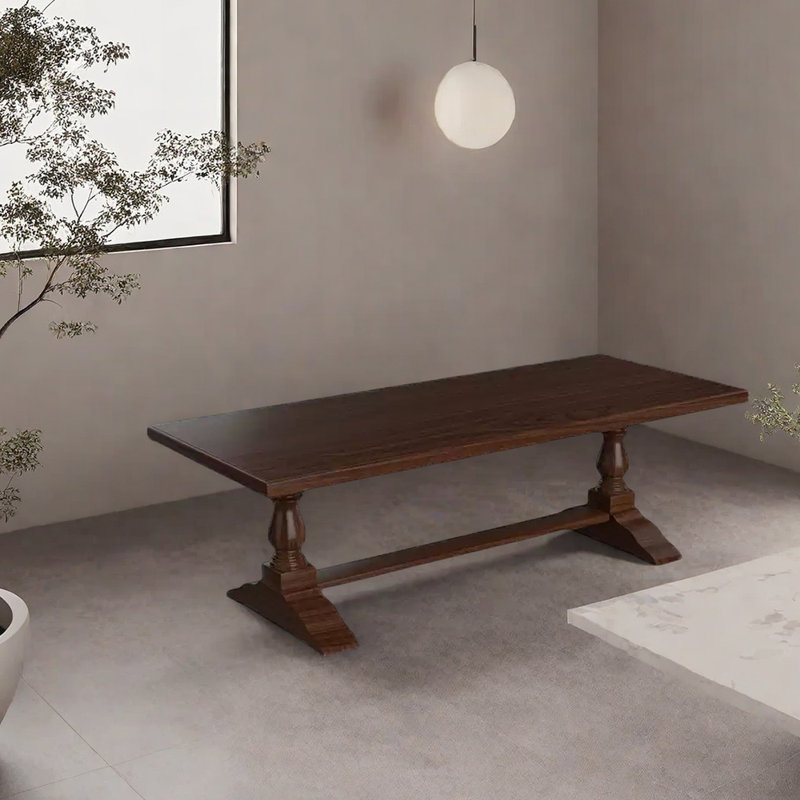Table de salle à manger en frêne brun, 29.53"H x 86.61"L x 35.43"W