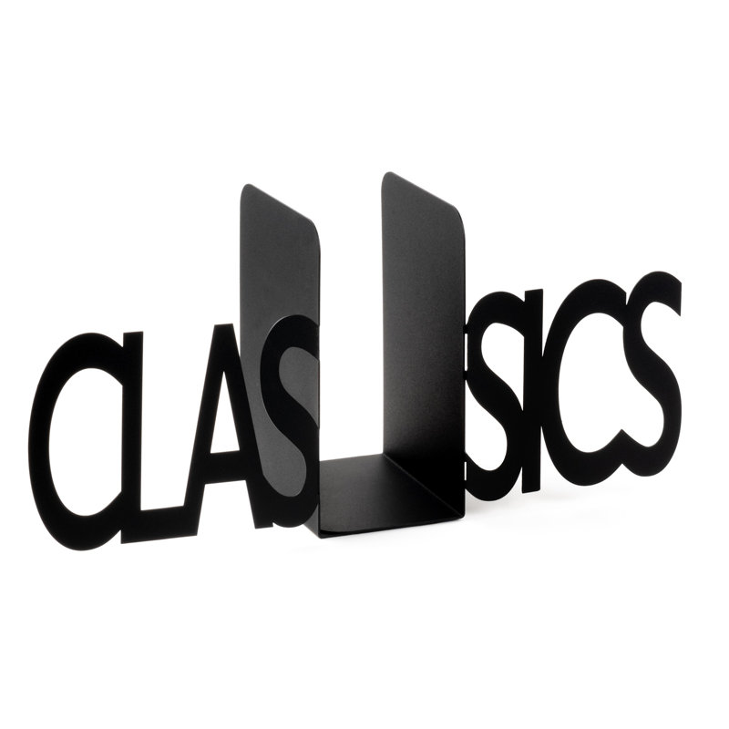 Ensemble de serre-livres en métal durable (2 pièces), noir, 13,4 x 8,3 x 5,5 pouces et 11,8 x 8,3 x 5,5 pouces | Fabrication 100% métal, épaisseur: 0,6 po | Idéal pour organiser des livres et des magazines, un design élégant et fonctionnel