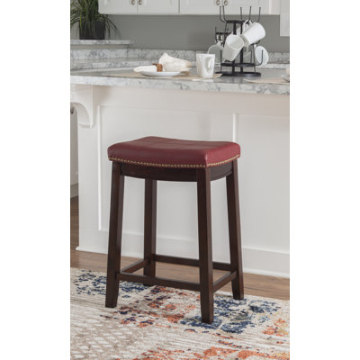 Upholstered Counter Stool with Solid Wood Frame