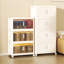 Armoire de rangement en plastique blanc crème avec 3 portes magnétiques et portes pliantes 19,39 po x 11,46 po x 31,1 po pour le salon-1556257784