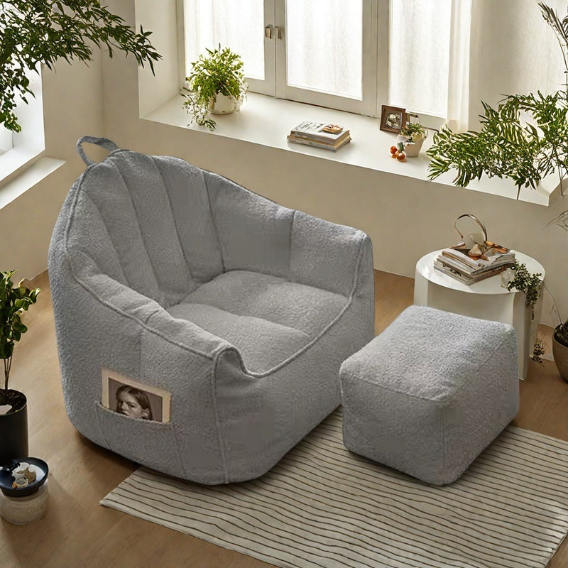 Canapé à billes paresseux et minimaliste, H 25,59 po x l 57,08 po x P 35,43 po, Polyester gris
