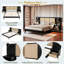 Structure de lit en bois avec 2 tables de chevet et 2 lampes, rotin et combinaison de bois-772525121