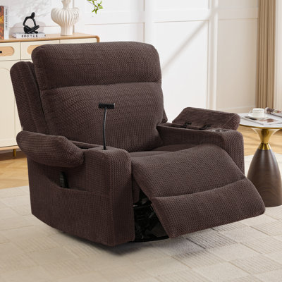 41"W Oversized  Dual Motor Power Swivel Rocker Glider Recliner with Massage and Heat,Adjustable Headrest and Armrest Storage