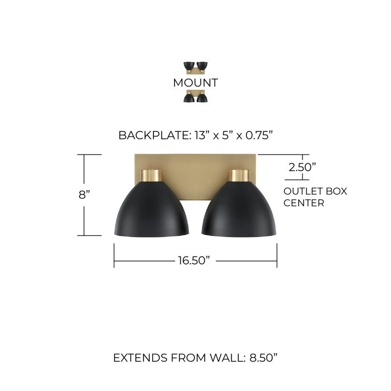 Ross 2 - Light Dimmable Vanity Light, Black