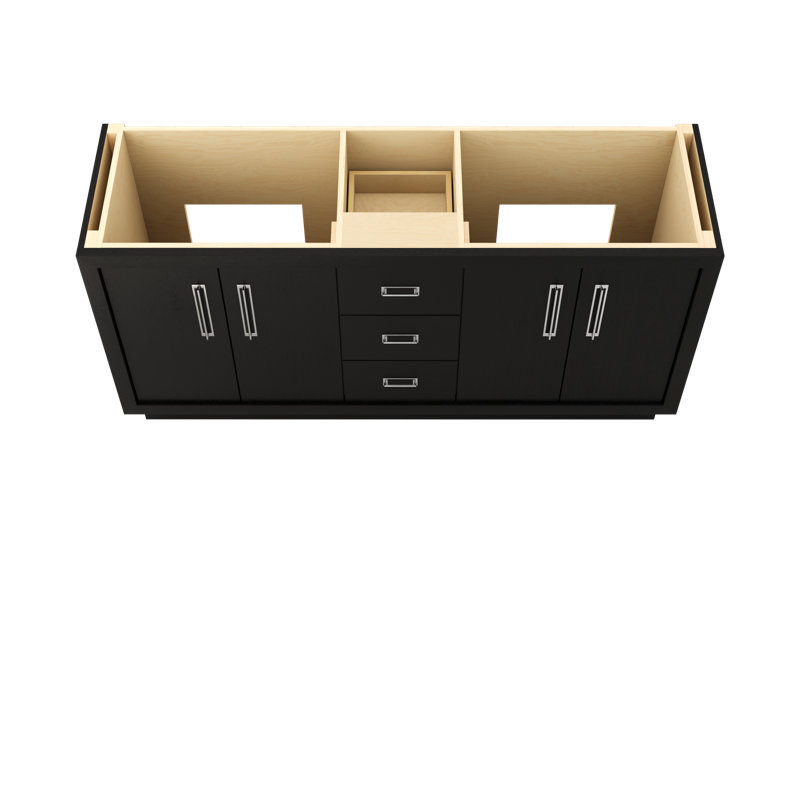 Avalon Double Bath Vanity, Classic Black, 72", Polished Chrome