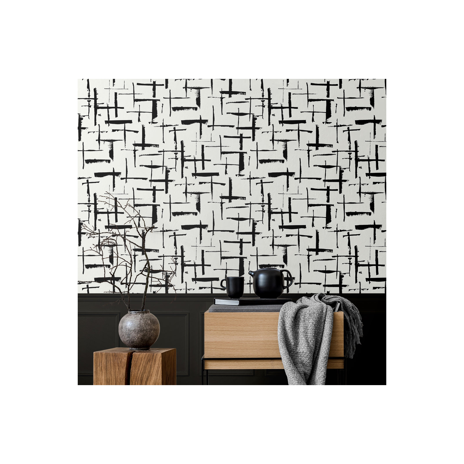 Niseko Modern Abstract Wallpaper, Obsidian
