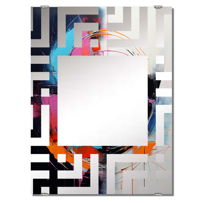 Paint Ink Expression III - Miroir abstrait fractal, décoration murale MIR137526, 32 po x 24 po