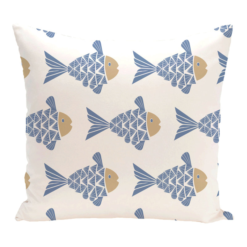 Beach Vacation Reversible Throw Pillow, 18" H x 18" W, Blue