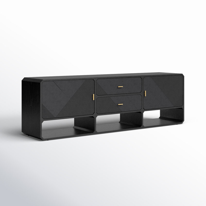 Caspian TV Stand for TVs up to 85", Black Ash