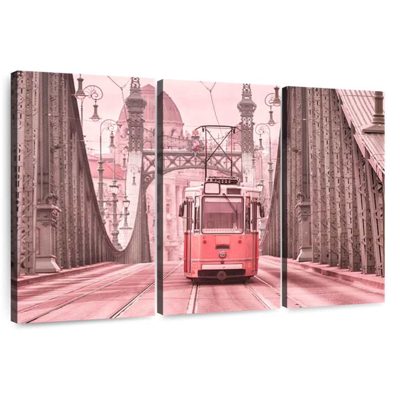 Mehar Pink Cable Car, 20" H x 33" W