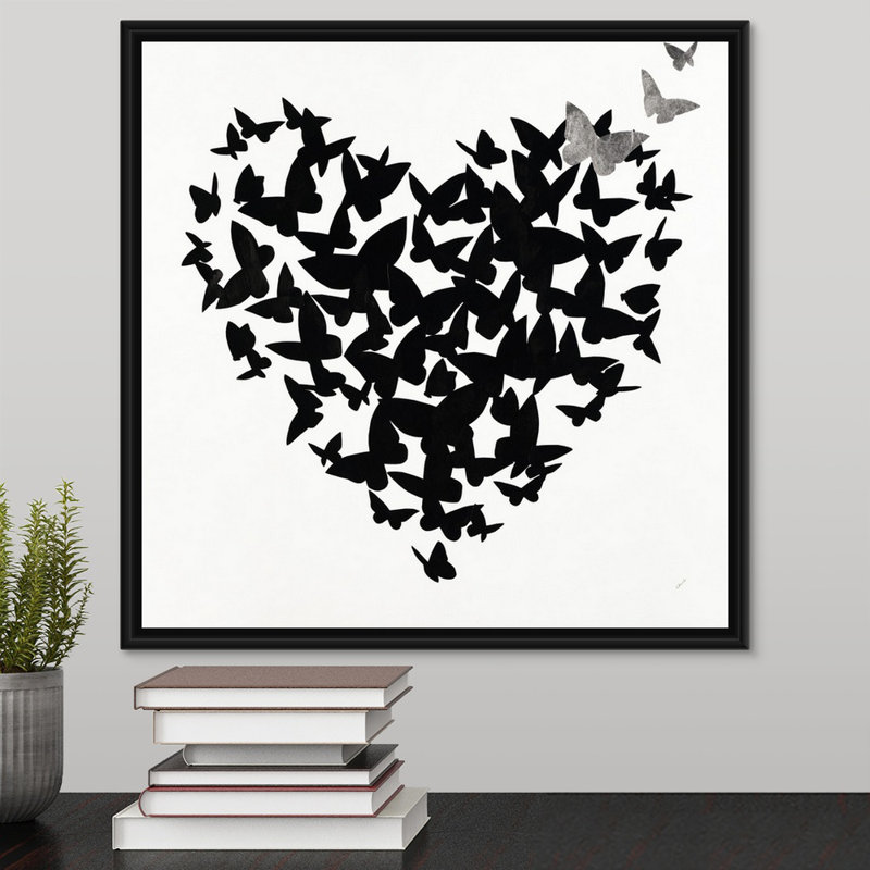«Hearts in Flight III», impression sur toile, H 17,7 po x l 17,7 po x p 1,75 po, Cadre flottant noir
