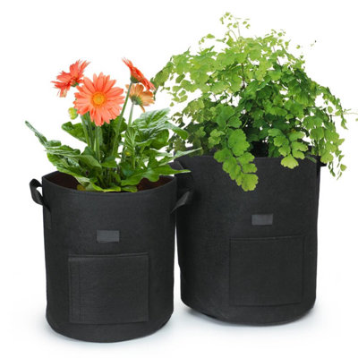 4-Pack Grow Bags Fabric Flowers Heavy Duty Thickened Nonwoven Plant Fabric Pots with Handle