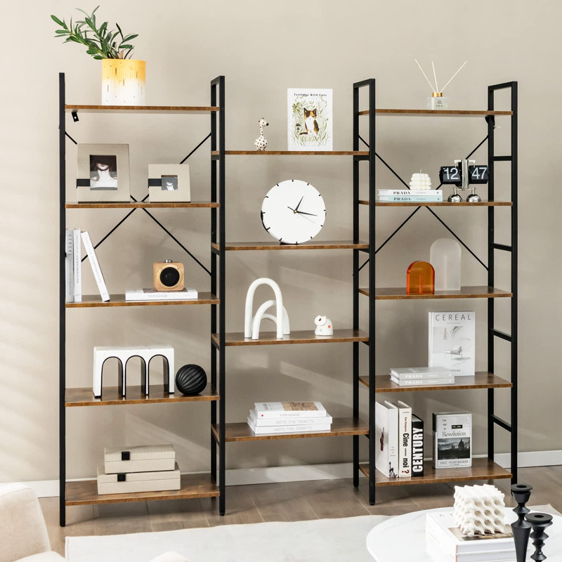 Gerolf 165cm H x 176cm W Metal Library Bookcase