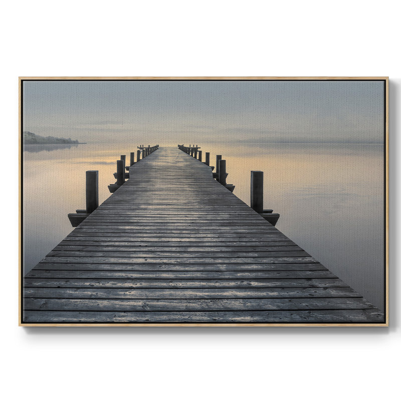 Sun Down, reproduction sur toile encadrée, H 17 po x l 25 po x P 2 po, Bois naturel