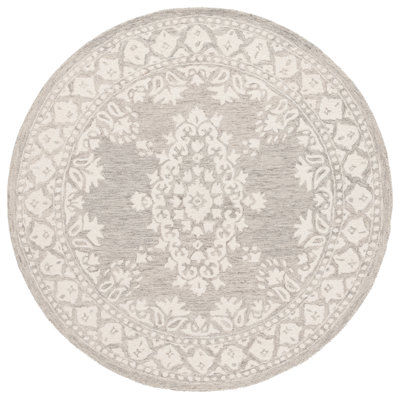 Demetirus Ebony Hand Tufted Wool/Cotton Oriental Rug in Gray/Ivory
