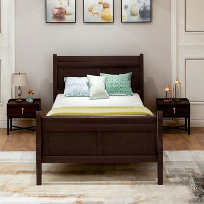 Lit plateforme avec base de lit en bois et lit-bateau