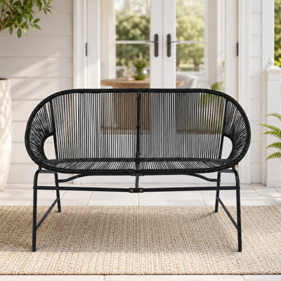 Azyketh 52" Wicker Patio Loveseat with Metal Frame