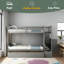 Lit superposé simple au-dessus de double / double, lit inférieur convertible, tablettes de rangement et tiroirs-663330886