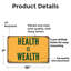 «Health Is Wealth Street» (paquet de 2) enseigne en aluminium 7 po x 10 po