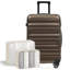 Ensemble de valises Hardshell en ABS, valise à carreaux de 24 pouces avec roues pivotantes, bagage de voyage léger avec 2 cubes d'emballage pour hommes et femmes