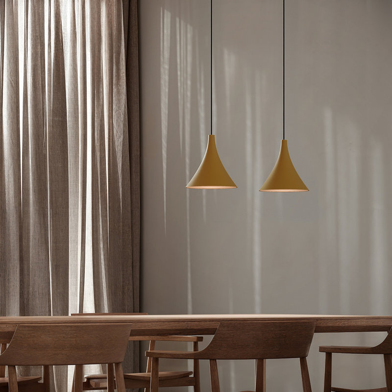Gota Pendant Light, Mustard, Black, 14" H x 9.84" W x 9.84" D