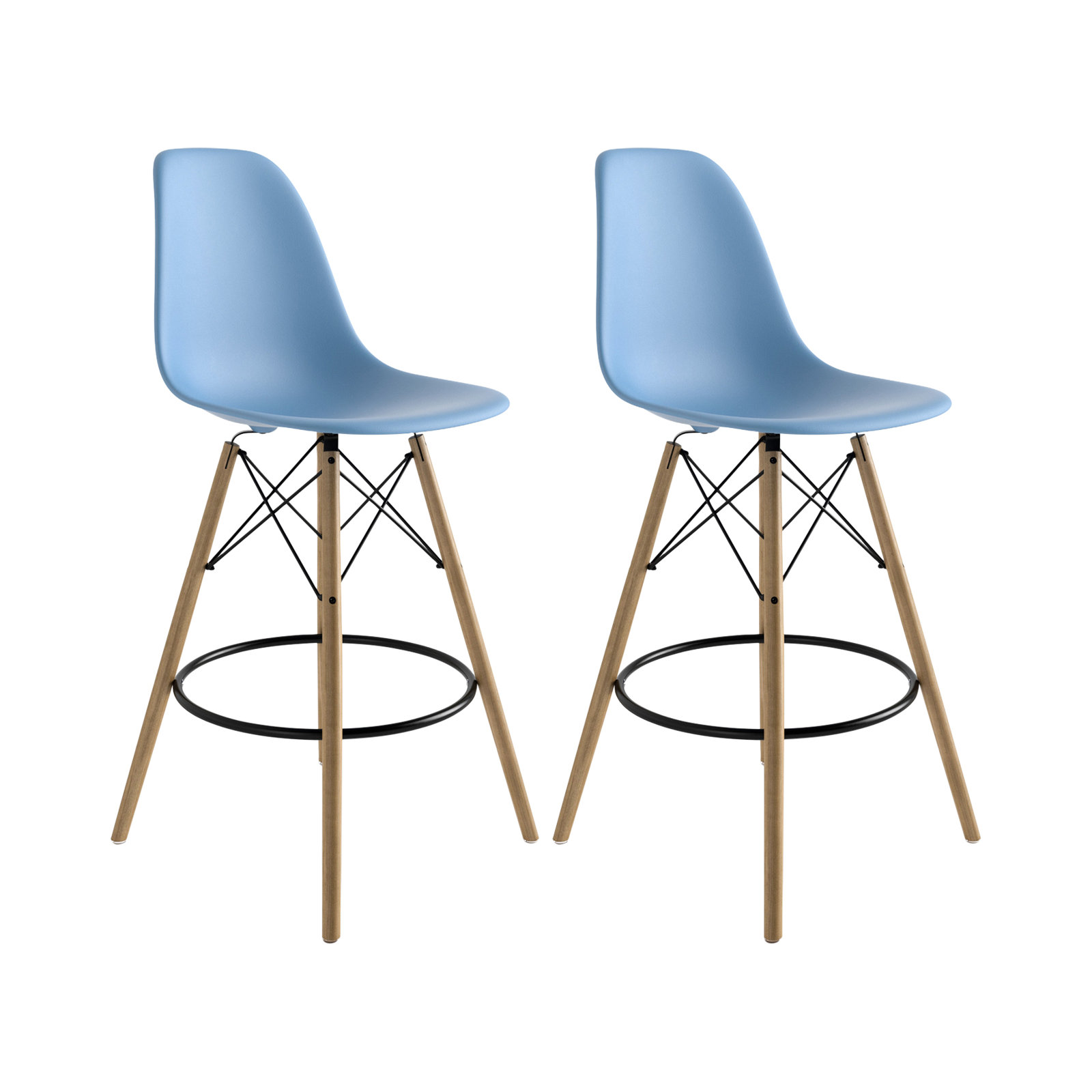 Jordan Bar & Counter Stool, Blue/Natural, Counter Stool (26" Seat Height)