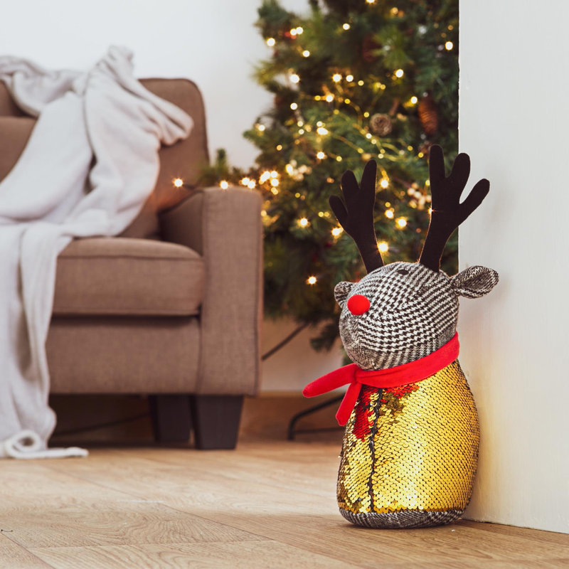 Nicola Spring Christmas - 16 x 35cm - Reindeer - Pack of 2 Fabric Door Stop, 2