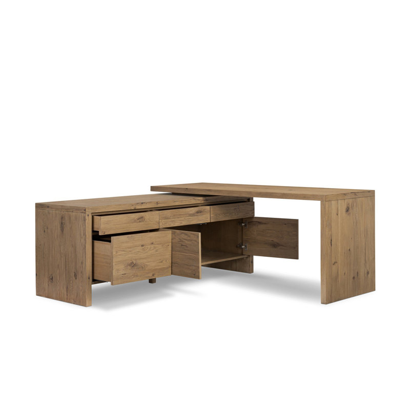 Bureau tournant en chêne fumé Lynn Noah, Chêne fumé vieilli, Rotation à droite