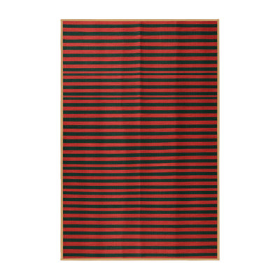 Tapis brun à rayures horizontales lavable à la machine